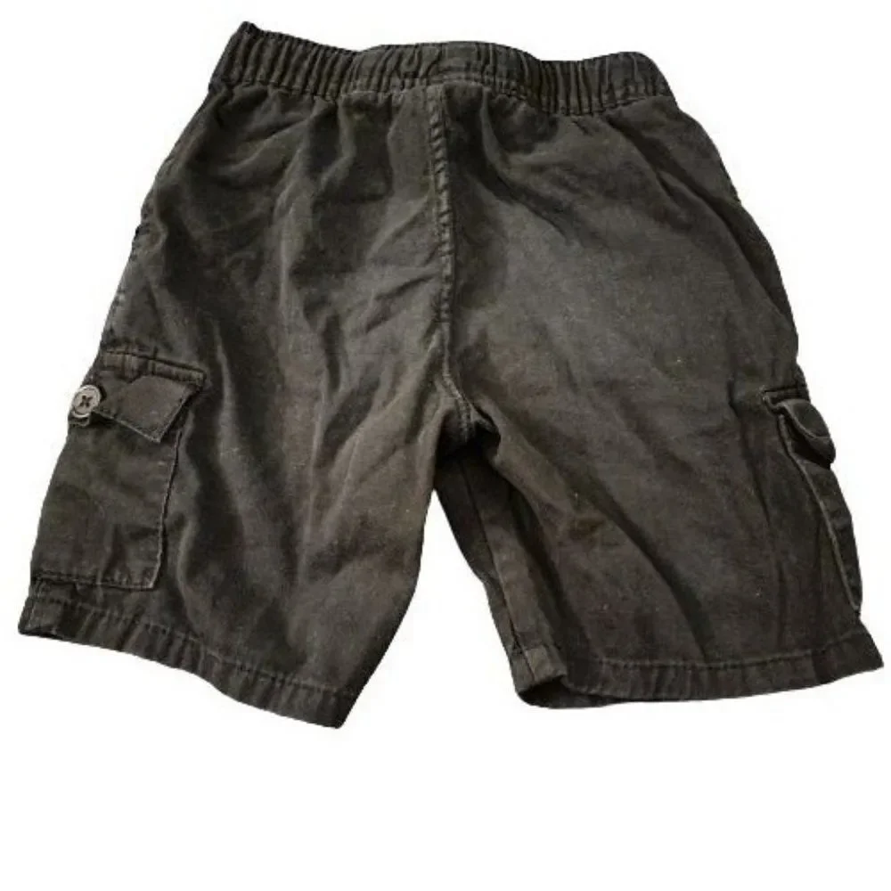 Canyon Club Boys Black 100% Cotton Pockets Drawstring Cargo Shorts Size 5